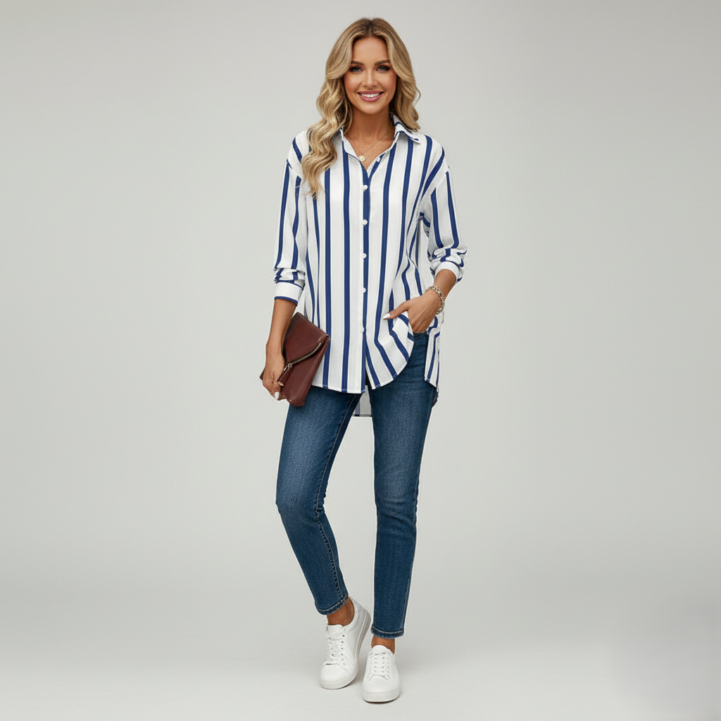 Den Graaf® | Blouse met klassieke strepen en moderne elegantie