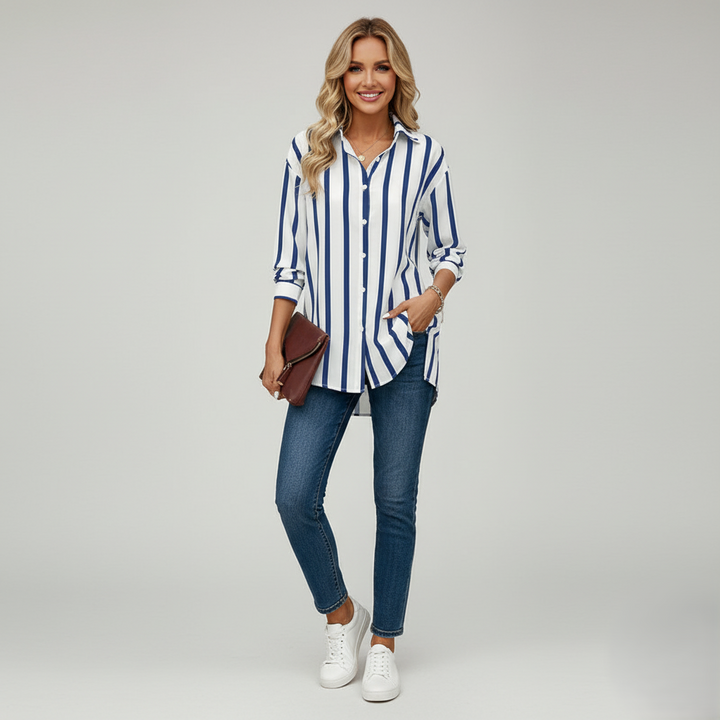 Den Graaf® | Blouse met klassieke strepen en moderne elegantie