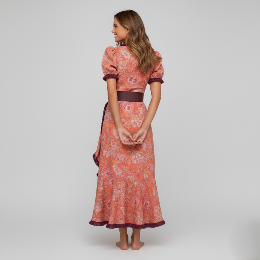 Den Graaf® | Elegante Roze Maxi Dress met Korte Mouwen