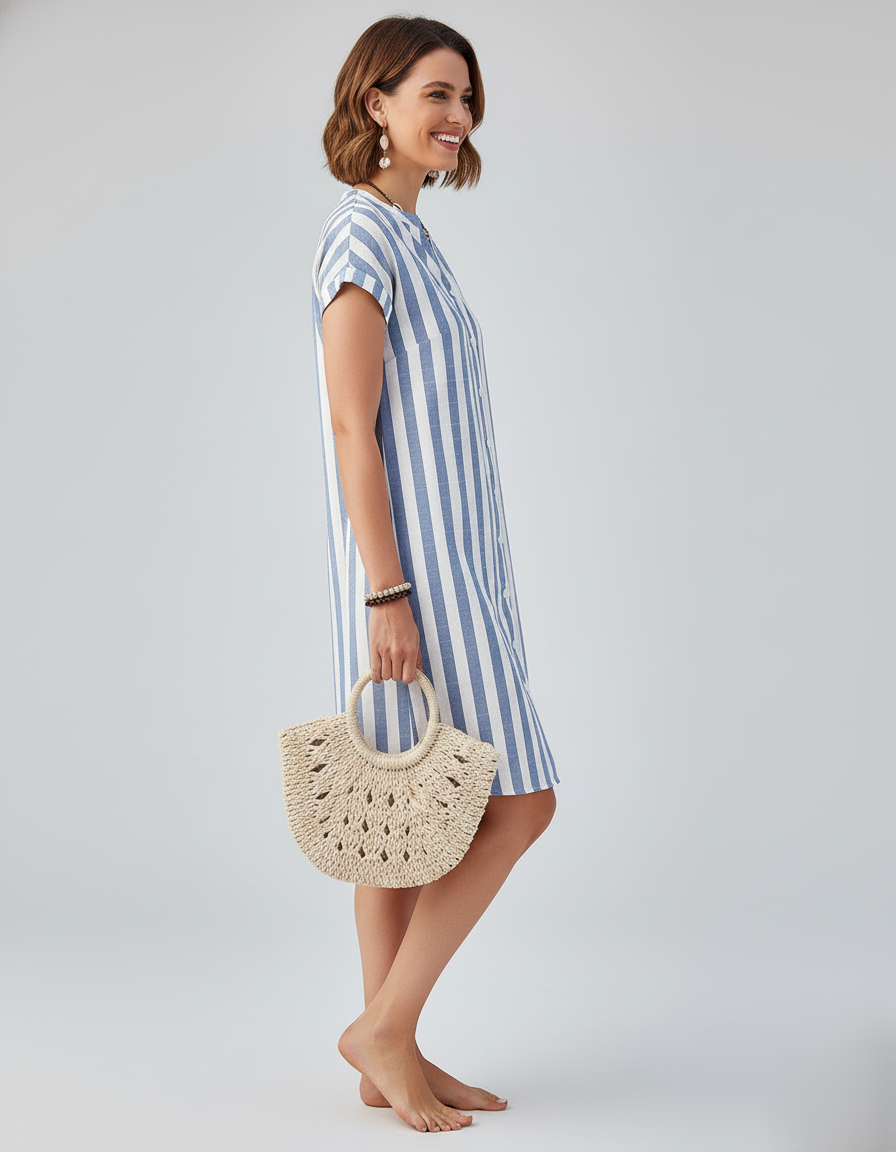 Den Graaf® | Elegante gestreepte overhemdjurk