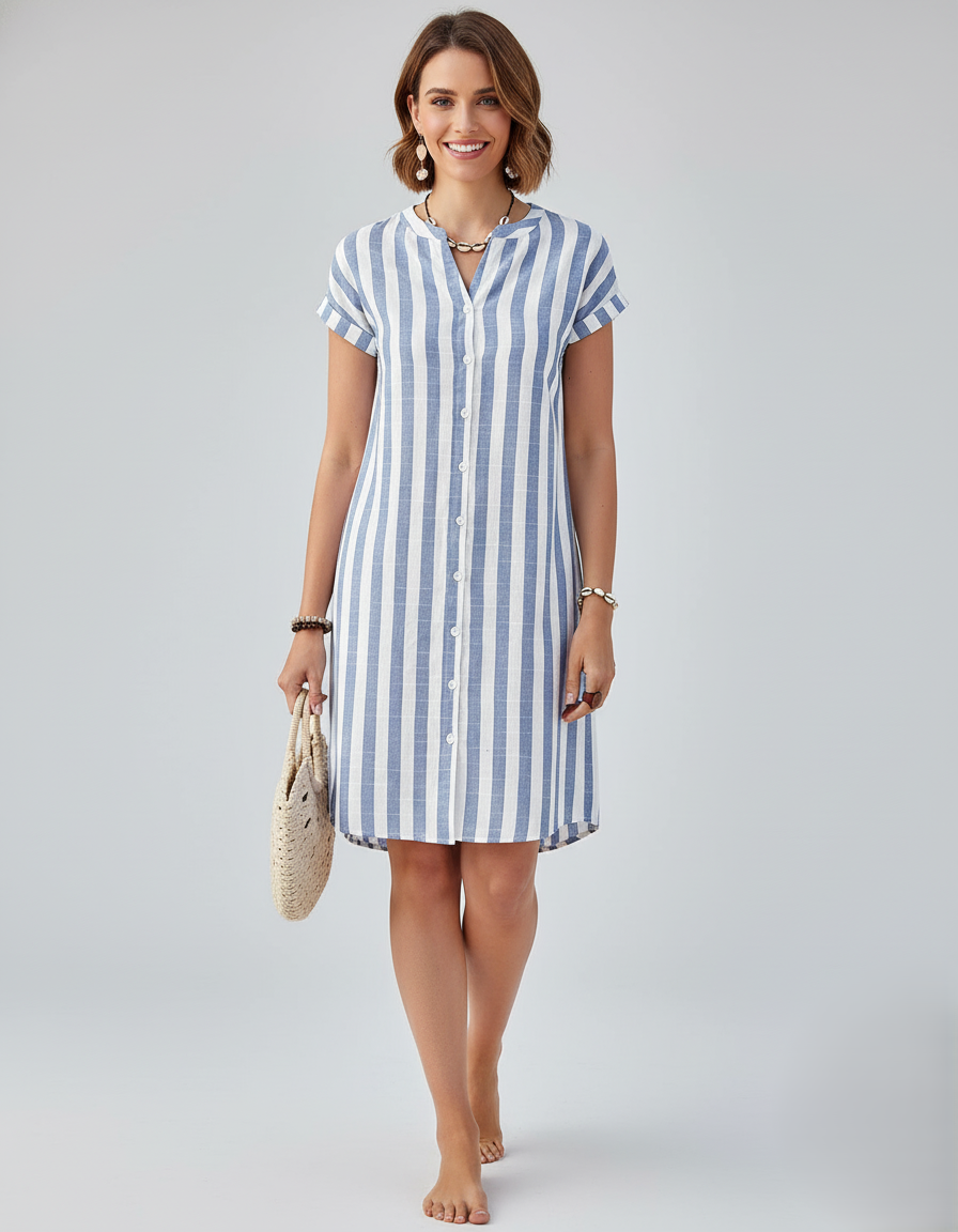 Den Graaf® | Elegante gestreepte overhemdjurk