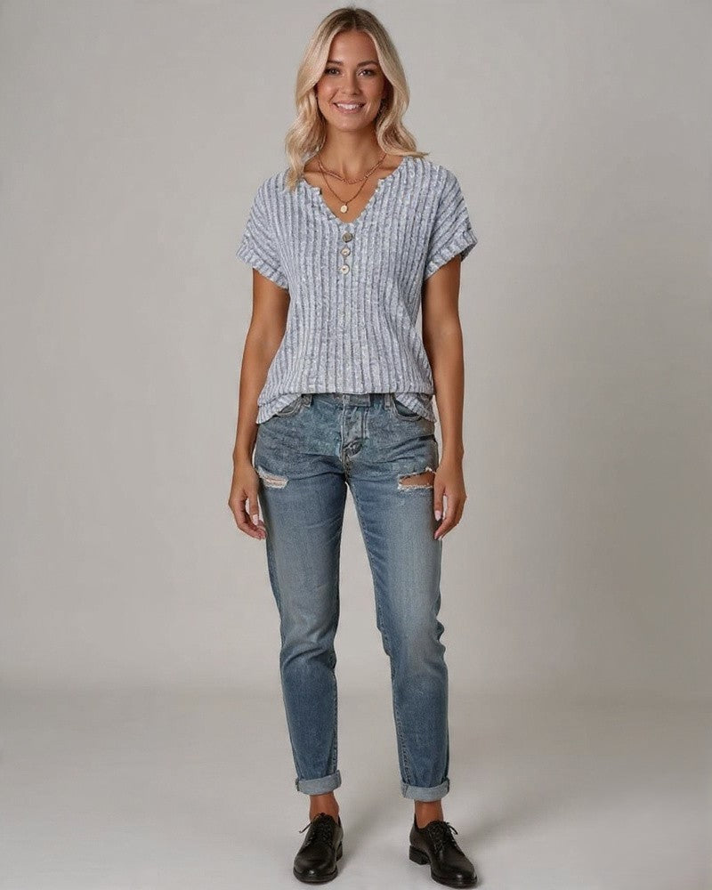 Den Graaf® | GEBREIDE BLOUSE MET V-HALS