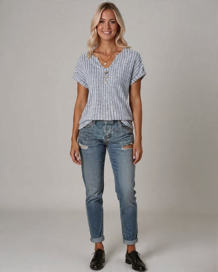 Den Graaf® | GEBREIDE BLOUSE MET V-HALS