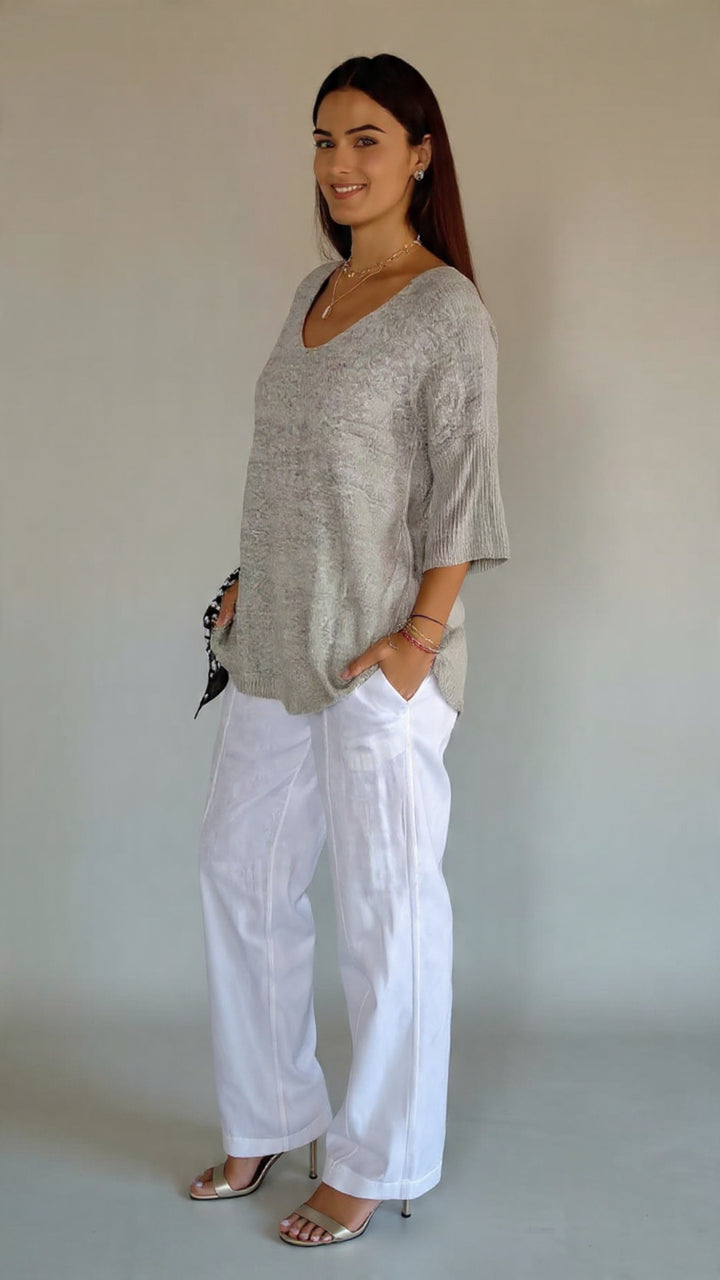 Den Graaf® | Gebreide Top Met V-Hals