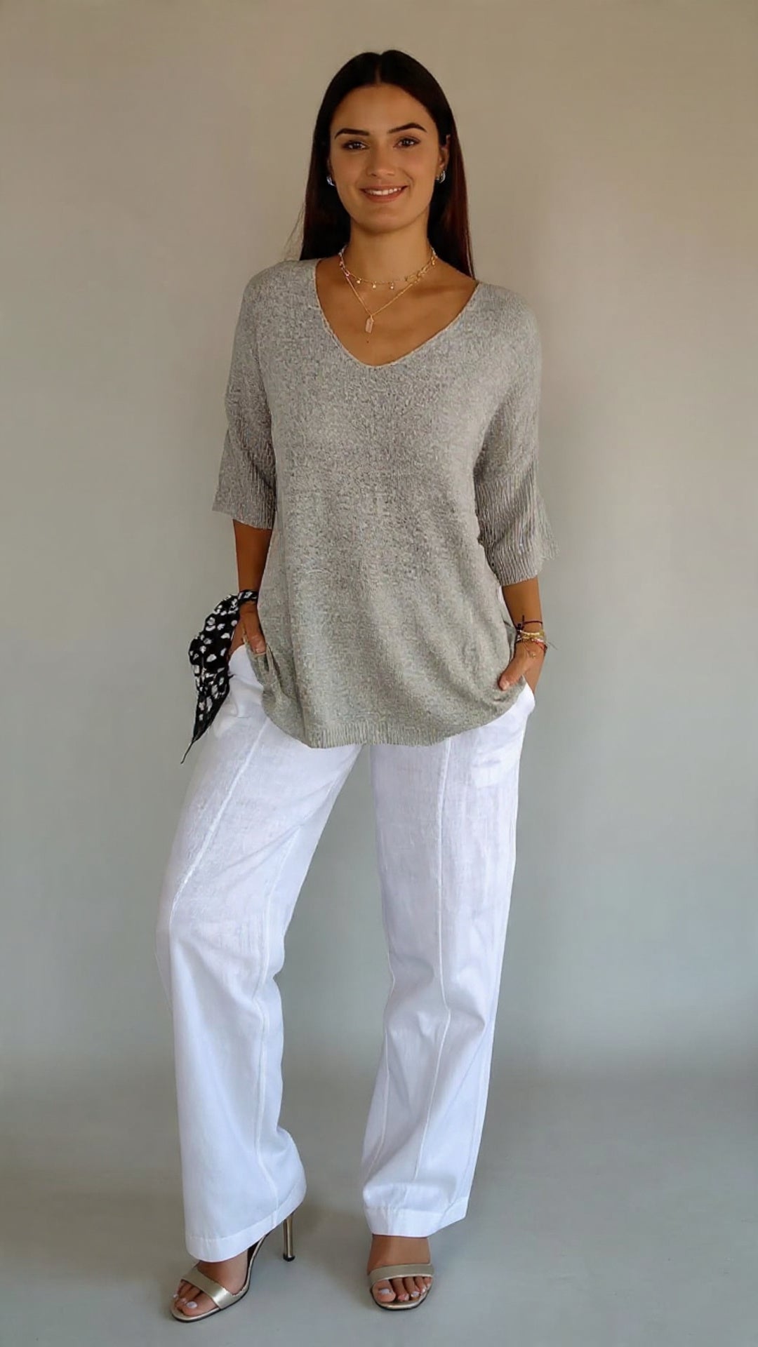 Den Graaf® | Gebreide Top Met V-Hals