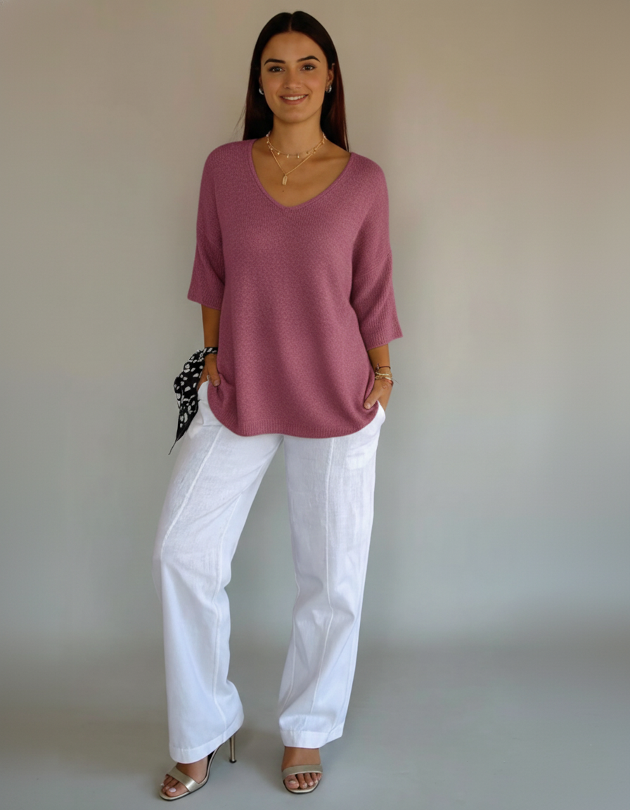 Den Graaf® | Gebreide Top Met V-Hals