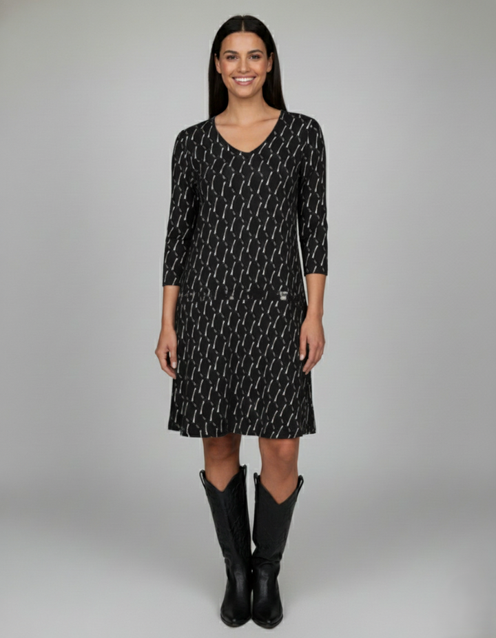 Den Graaf® | Jurk met V-hals en ruitjespatroon