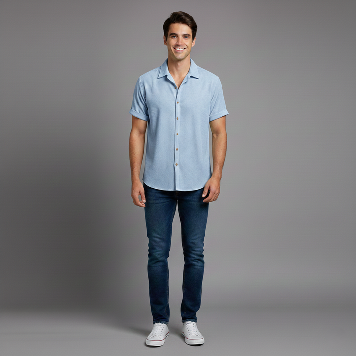 Den Graaf® | Overhemd met Knopen en Korte Mouwen
