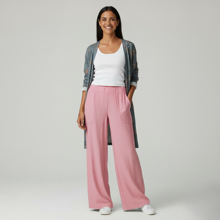 Den Graaf® | Casual Broek Met Wijde Pijpen