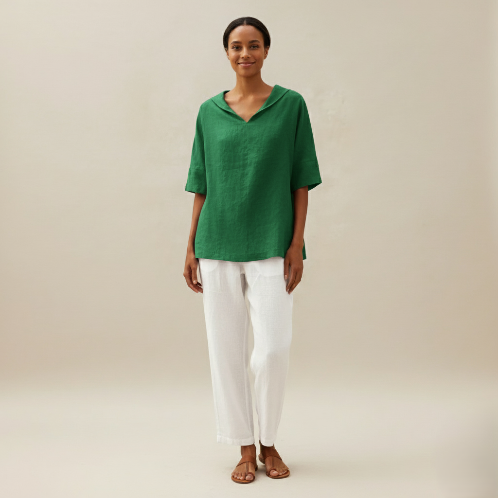 Den Graaf® | KLASSIEKE LINEN BLOUSE MET V-HALS