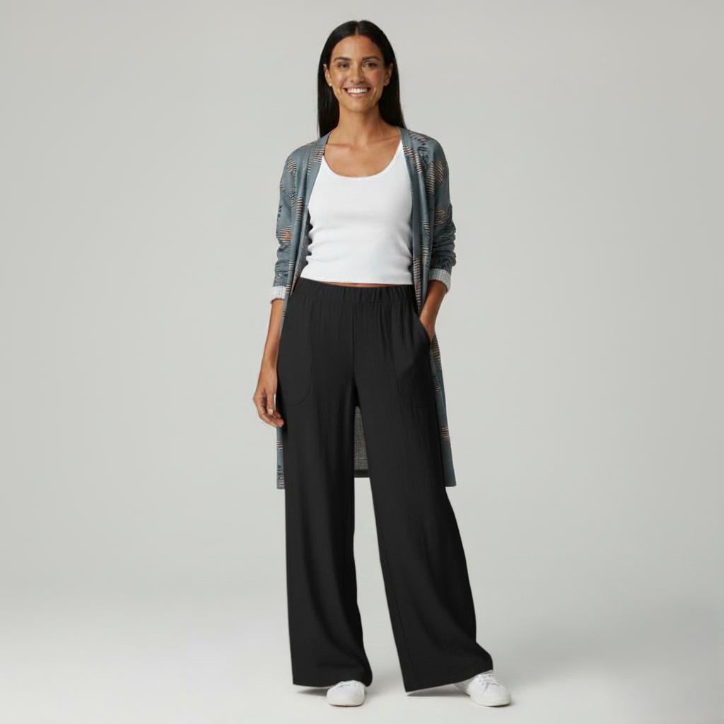 Den Graaf® | Casual Broek Met Wijde Pijpen