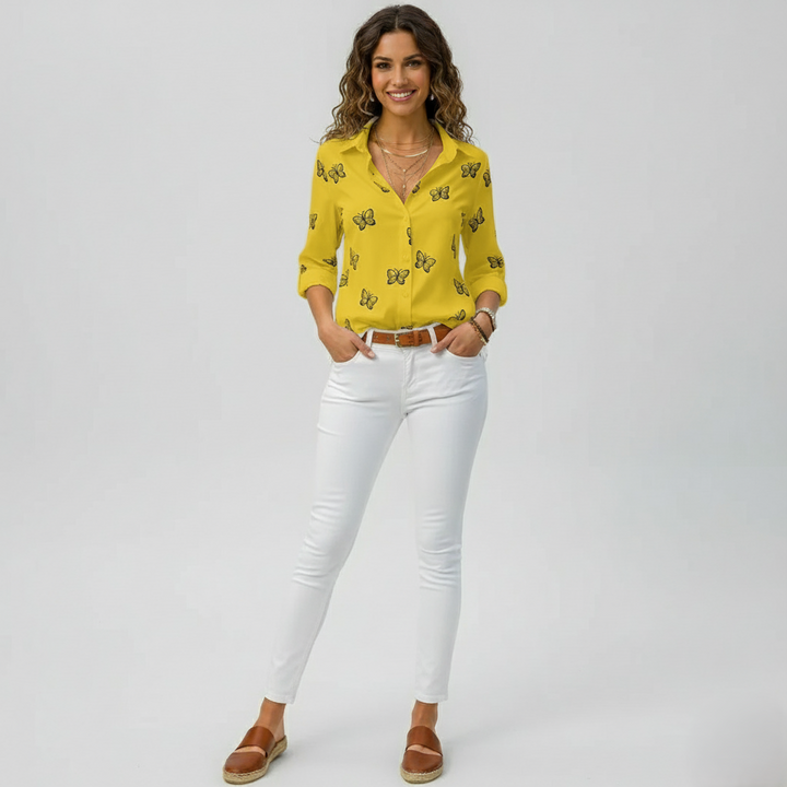 Den Graaf® | Losvallende blouse met vlinderprint