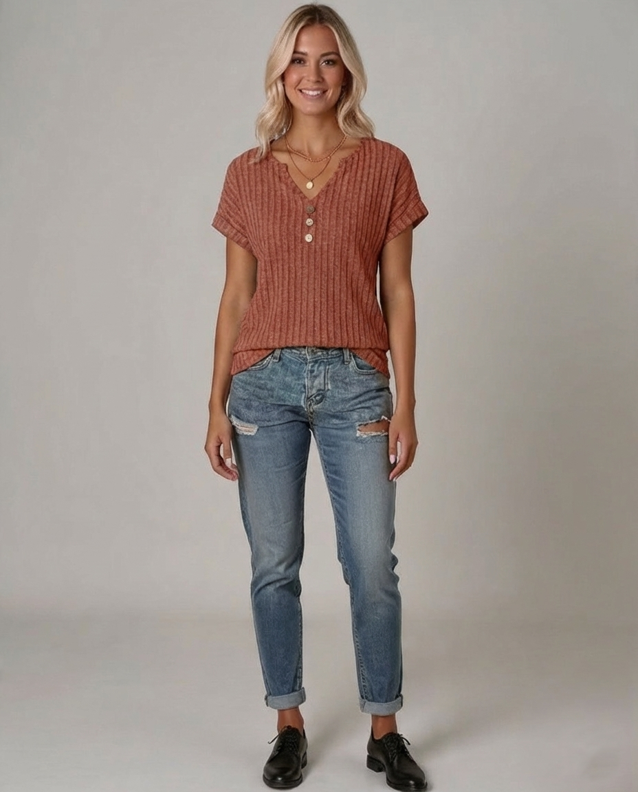 Den Graaf® | GEBREIDE BLOUSE MET V-HALS