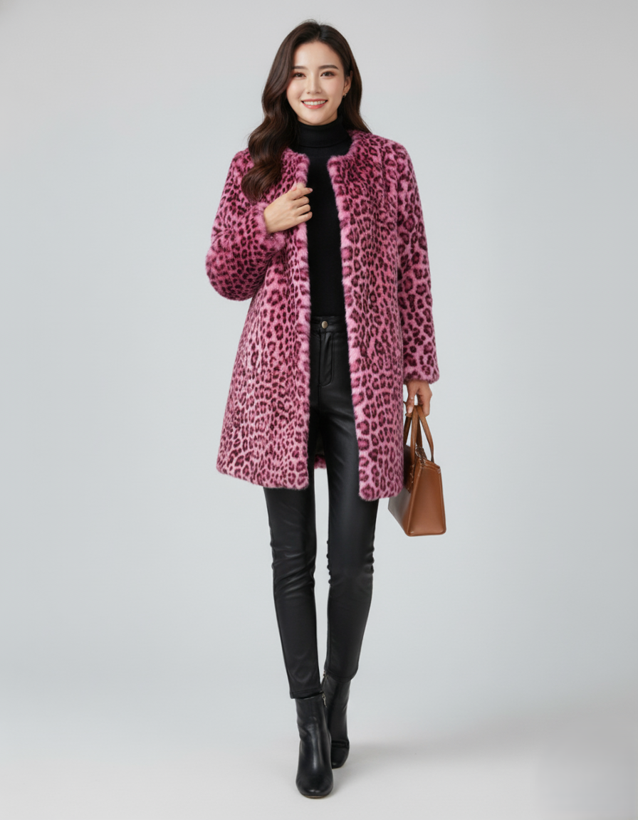 Den Graaf® | Zachte lange jas met luipaardprint