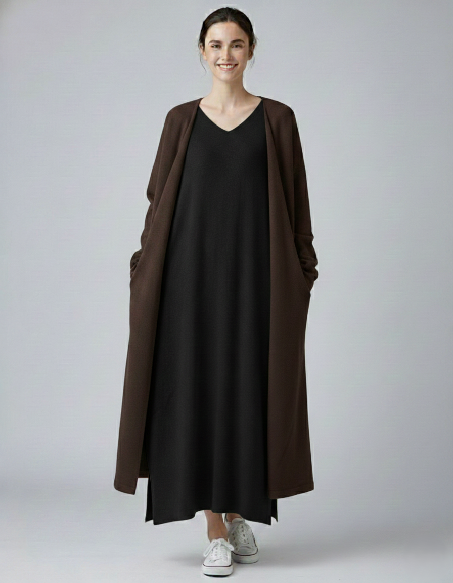 Den Graaf® | Modieuze Lange Mouwen V-hals Jurk