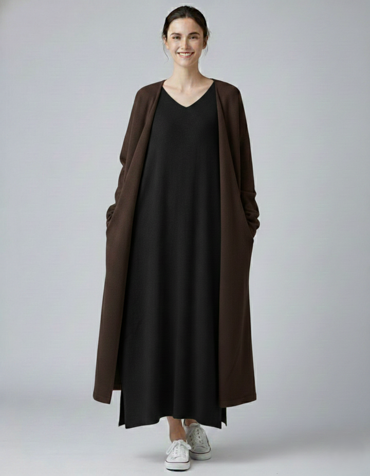 Den Graaf® | Modieuze Lange Mouwen V-hals Jurk