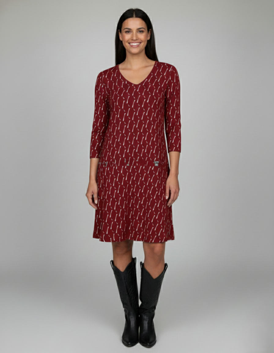 Den Graaf® | Jurk met V-hals en ruitjespatroon