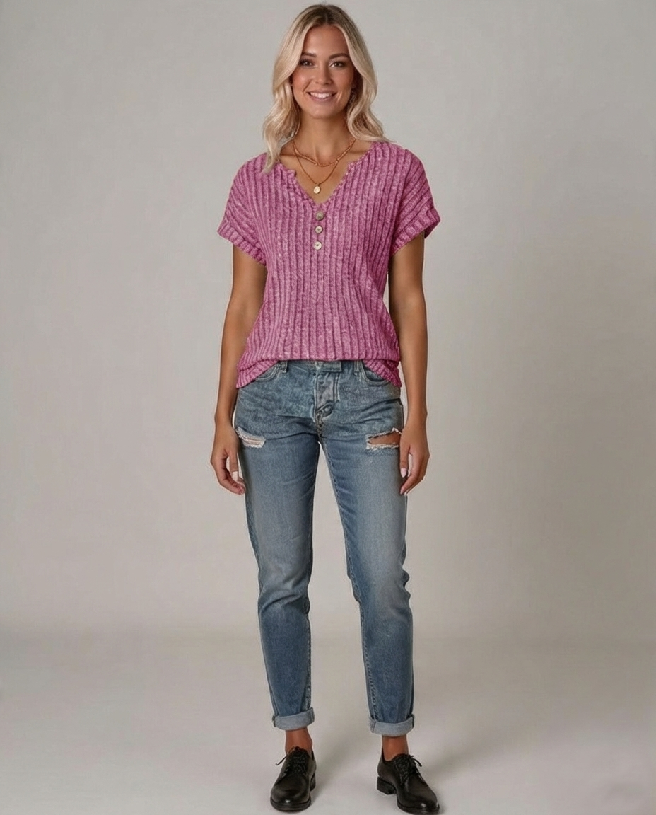 Den Graaf® | GEBREIDE BLOUSE MET V-HALS