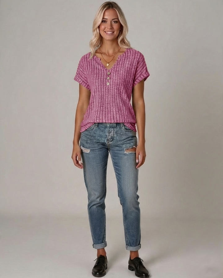 Den Graaf® | GEBREIDE BLOUSE MET V-HALS