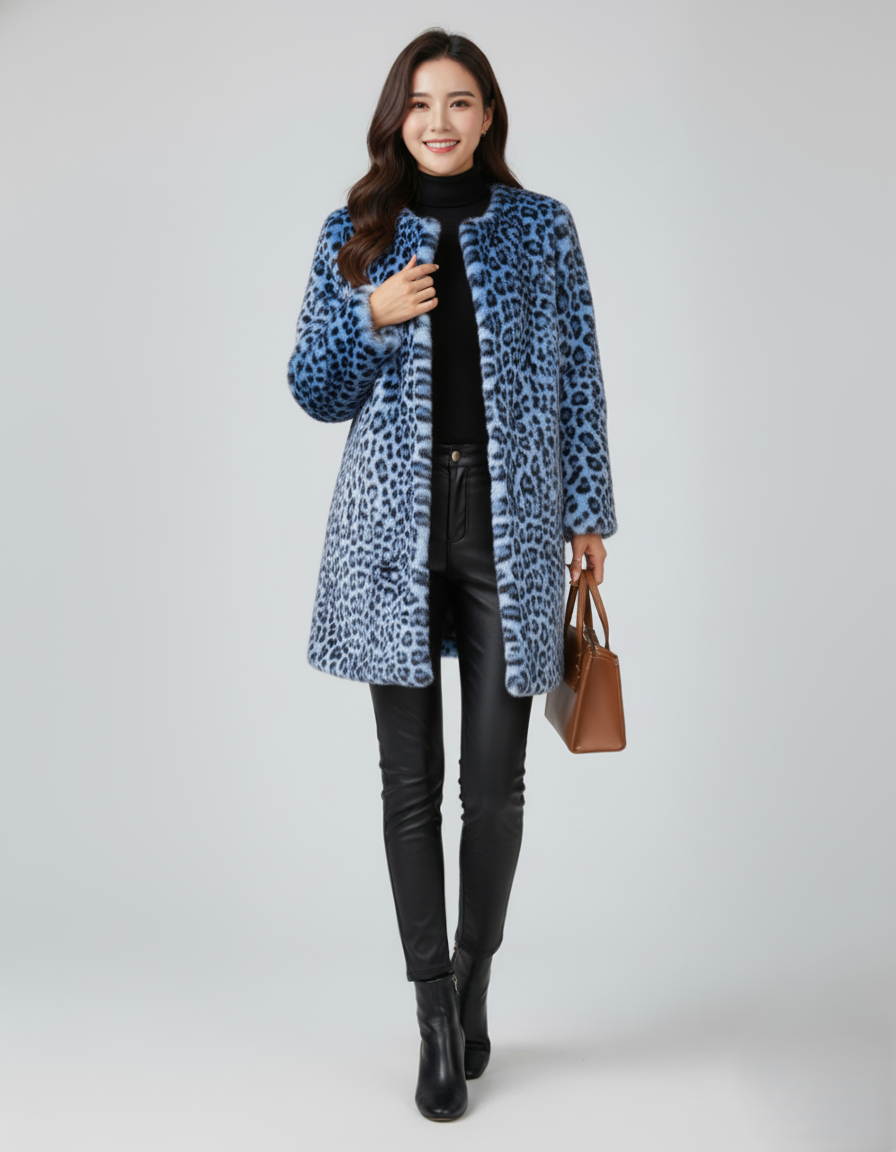 Den Graaf® | Zachte lange jas met luipaardprint