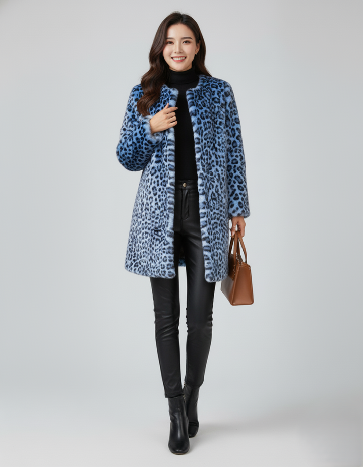 Den Graaf® | Zachte lange jas met luipaardprint