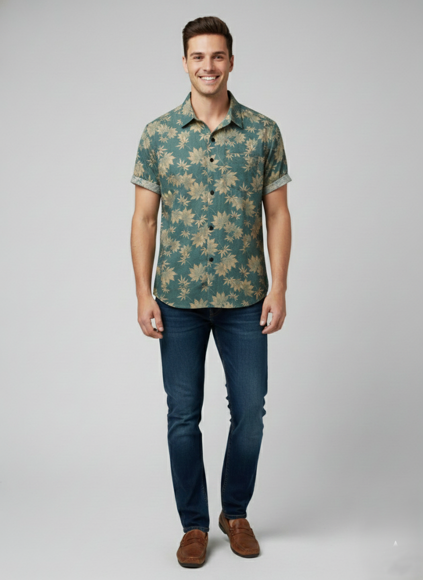 Den Graaf® | Katoenen Hawaii Overhemd met Korte Mouwen