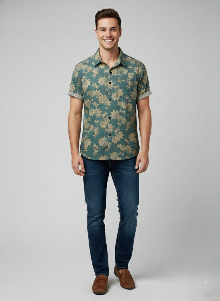 Den Graaf® | Katoenen Hawaii Overhemd met Korte Mouwen