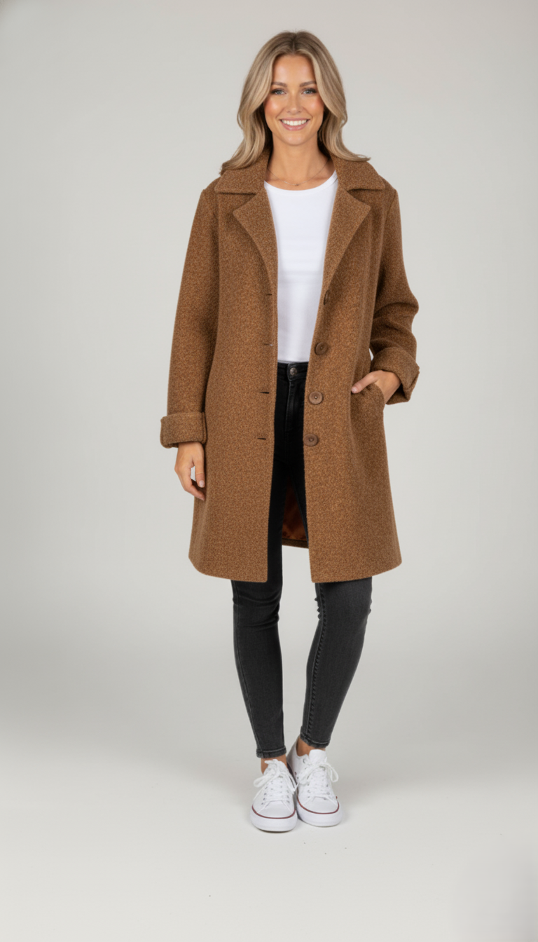 Den Graaf® | Casual Enkelborstig Jas met Wollen Revers