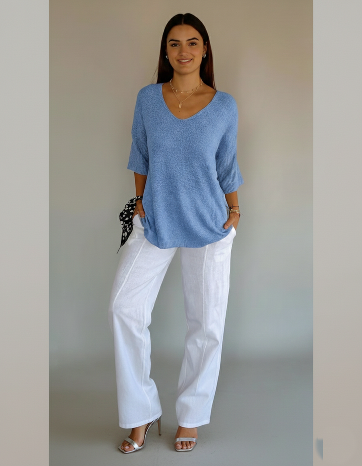 Den Graaf® | Gebreide Top Met V-Hals