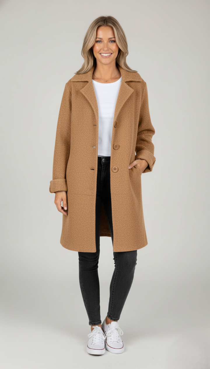 Den Graaf® | Casual Enkelborstig Jas met Wollen Revers