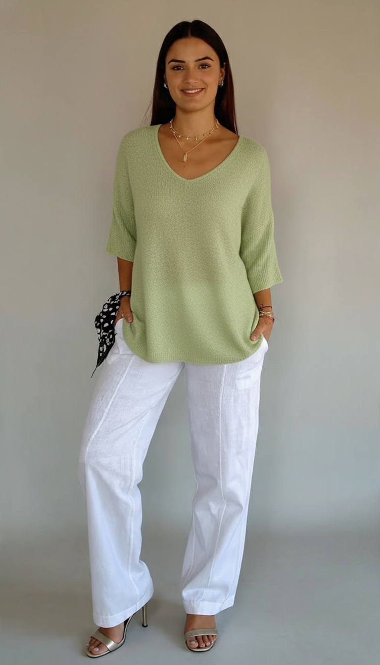 Den Graaf® | Gebreide Top Met V-Hals