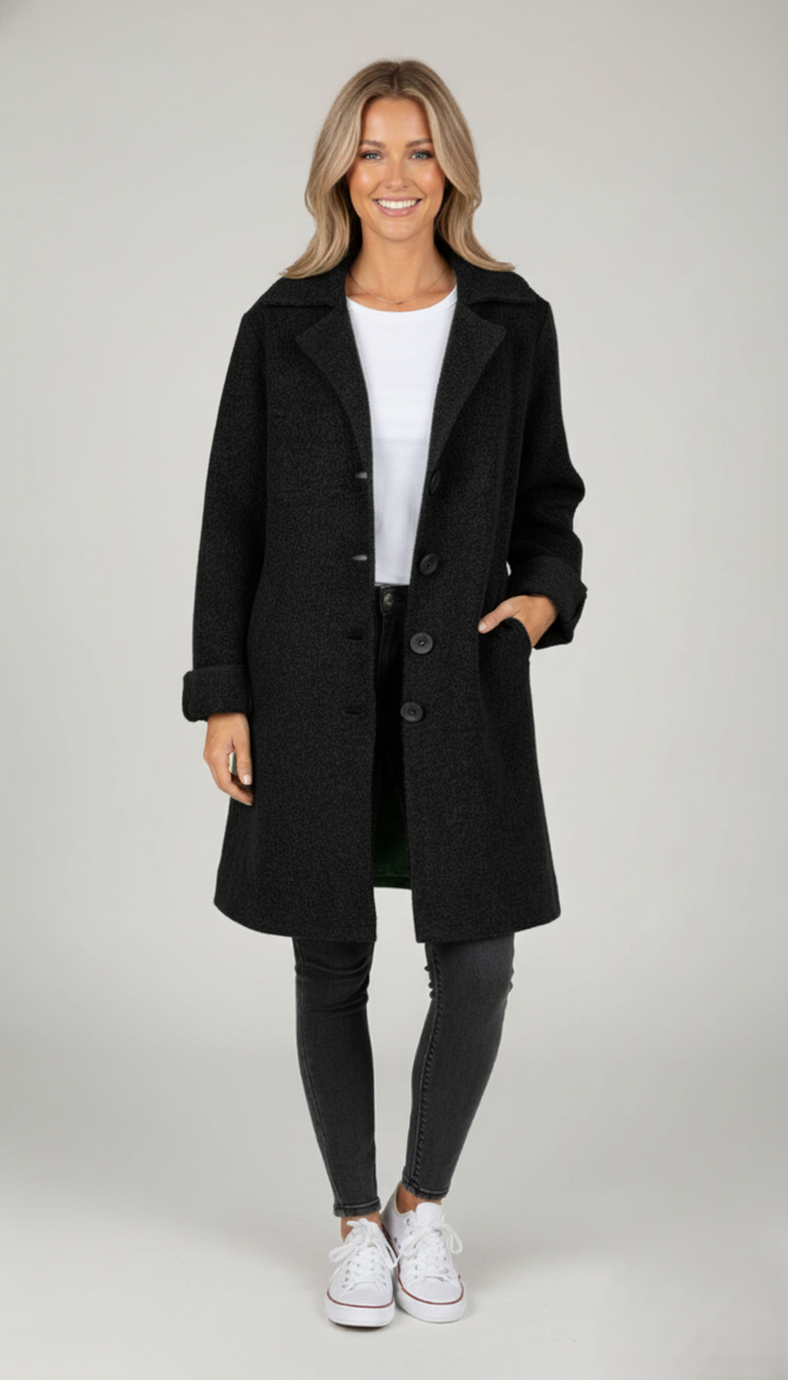 Den Graaf® | Casual Enkelborstig Jas met Wollen Revers