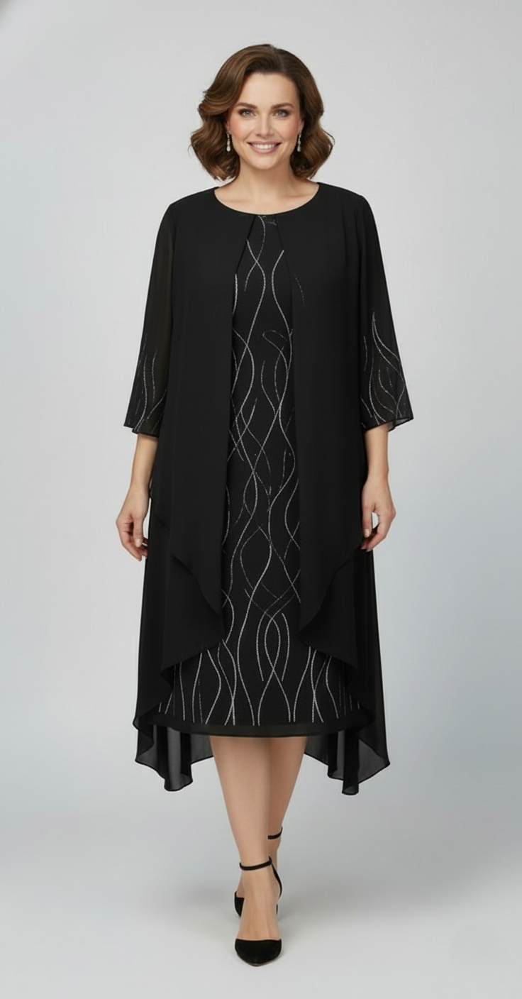 Den Graaf® | Elegante vloeiende jurk met overlay