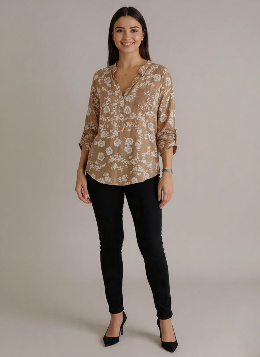 Den Graaf® | LANGERMIGE BLOEMENBLOUSE