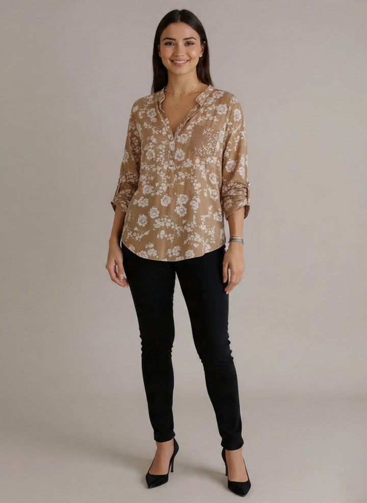 Den Graaf® | LANGERMIGE BLOEMENBLOUSE