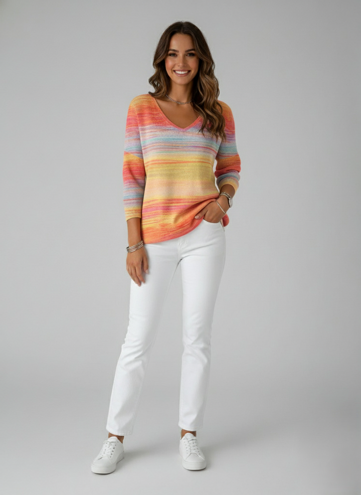 Den Graaf® | Kleurrijke trui met V-hals