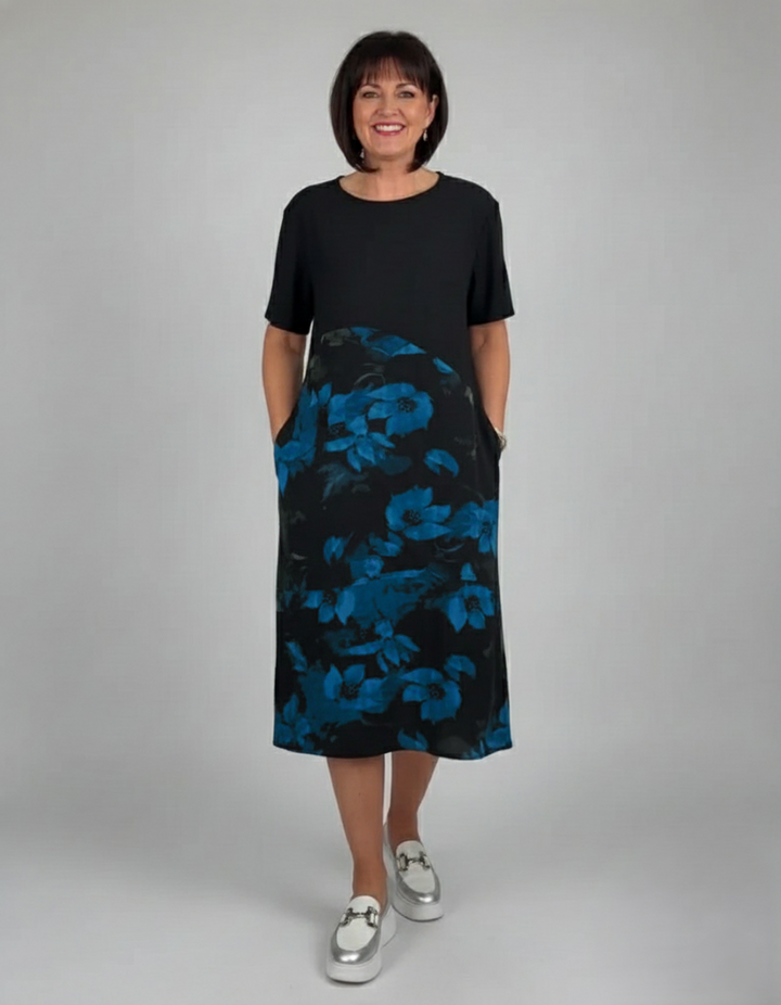 Den Graaf® | Patchworkjurk met Ronde Halslijn en Bloemenprint