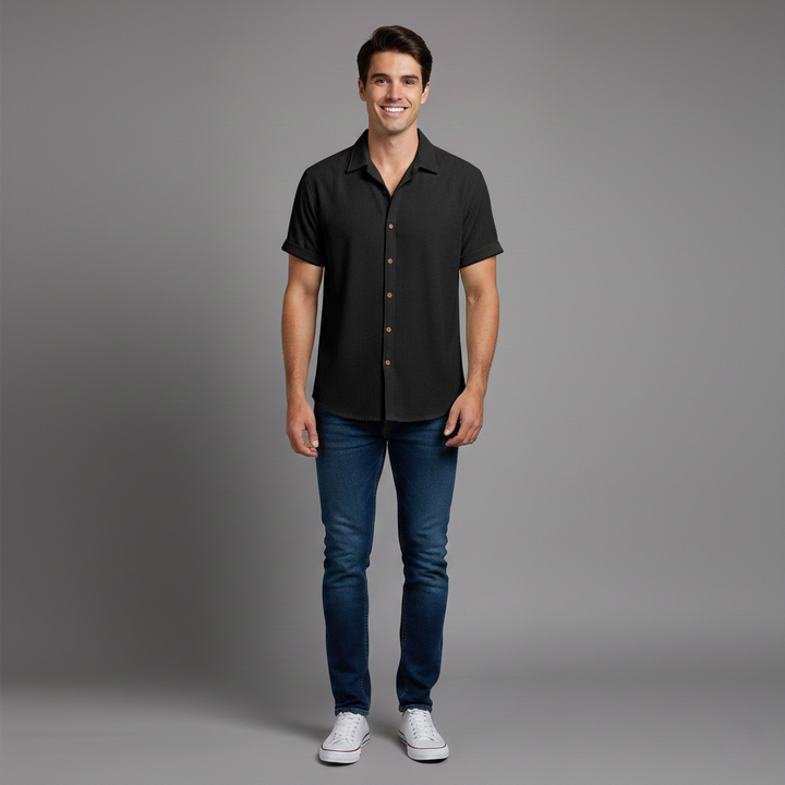 Den Graaf® | Overhemd met Knopen en Korte Mouwen