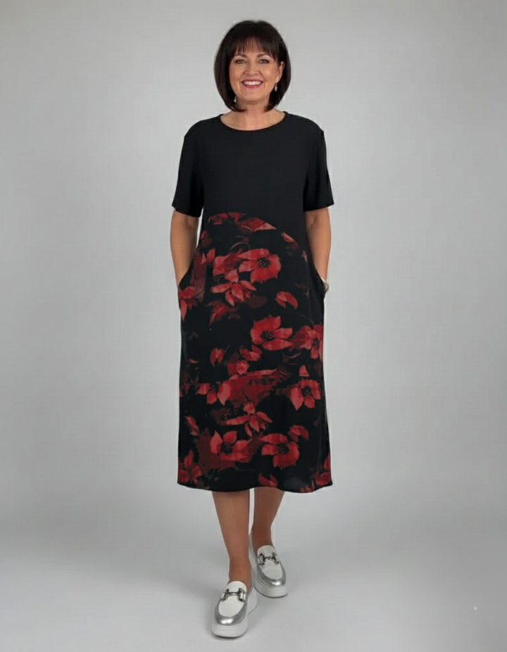 Den Graaf® | Patchworkjurk met Ronde Halslijn en Bloemenprint