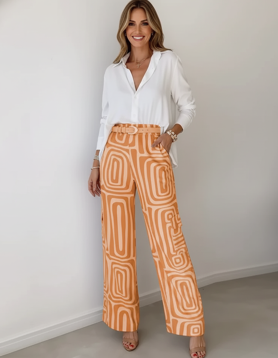 Den Graaf® | Kammay Stijlvolle Pantalon Set – Inclusief Blouse en Riem