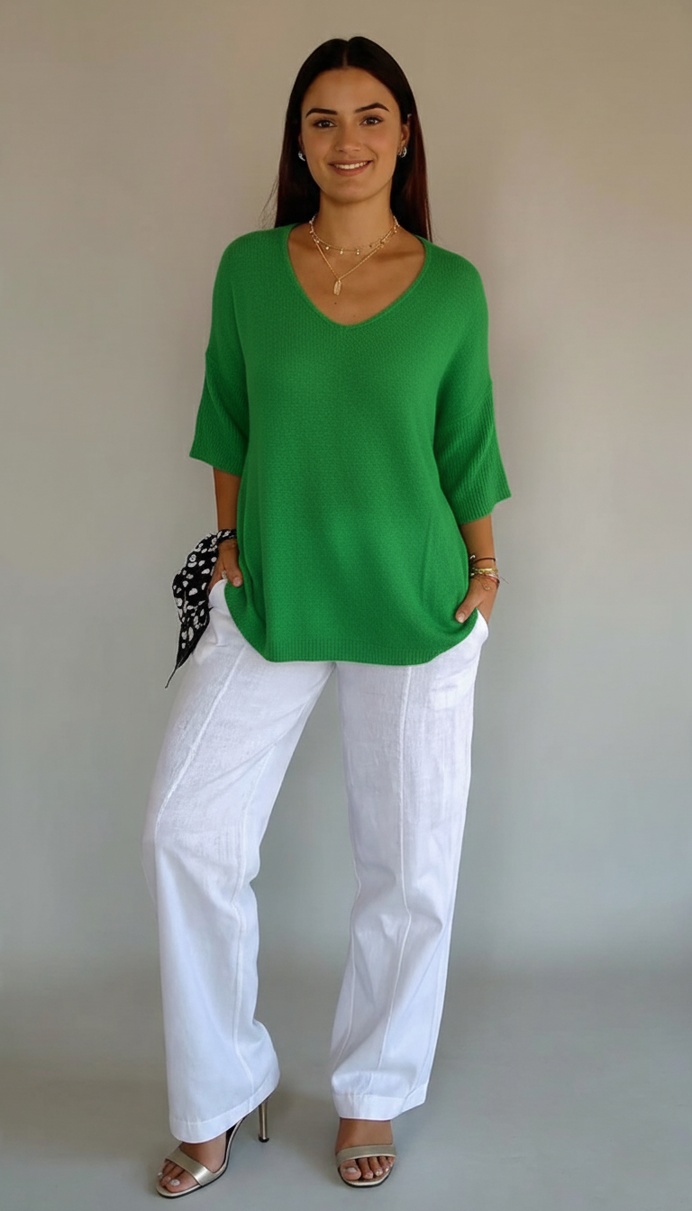 Den Graaf® | Gebreide Top Met V-Hals