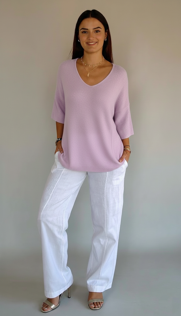 Den Graaf® | Gebreide Top Met V-Hals