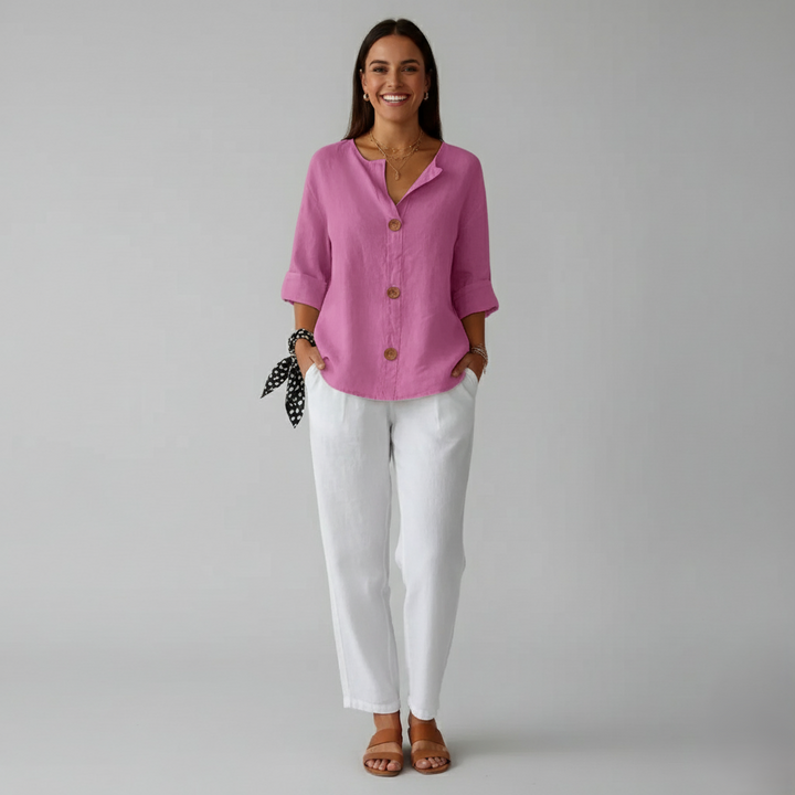 Den Graaf® | Minimalistische Blouse met Verticale Structuur