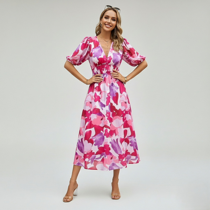 Den Graaf® | Kleurrijke V-hals Jurk