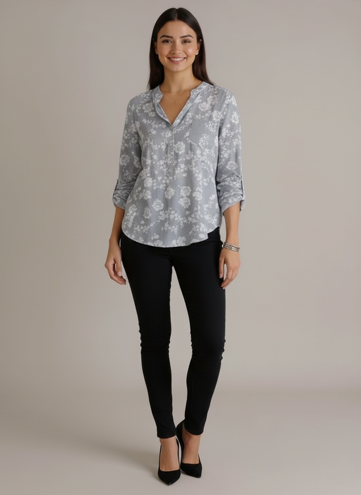 Den Graaf® | LANGERMIGE BLOEMENBLOUSE