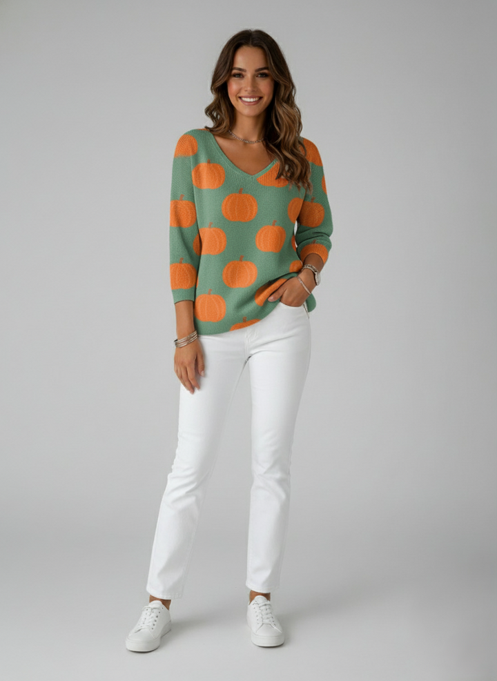 Den Graaf® | Kleurrijke trui met V-hals