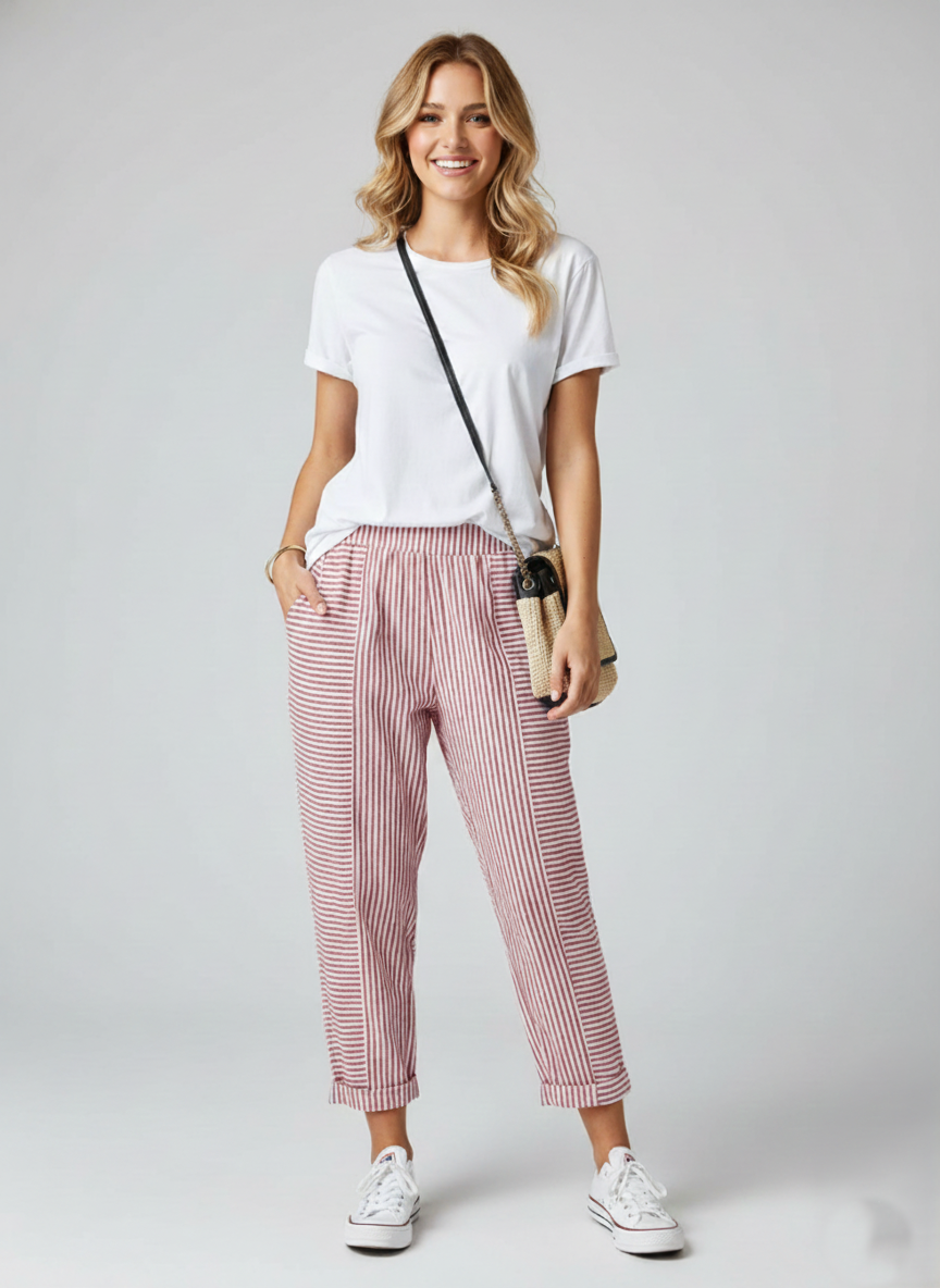 Den Graaf® | Gestreepte Katoenen Broek