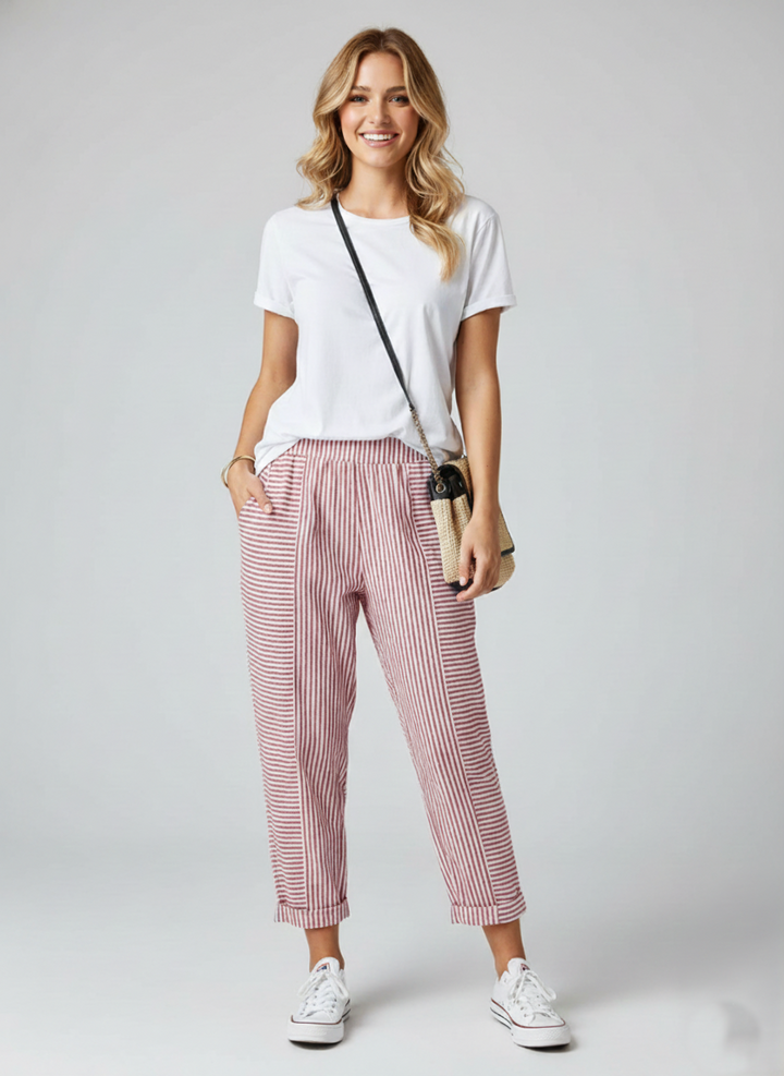 Den Graaf® | Gestreepte Katoenen Broek