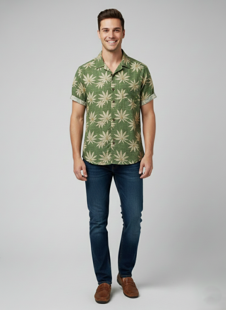 Den Graaf® | Katoenen Hawaii Overhemd met Korte Mouwen