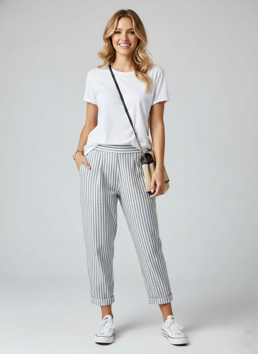 Den Graaf® | Gestreepte Katoenen Broek